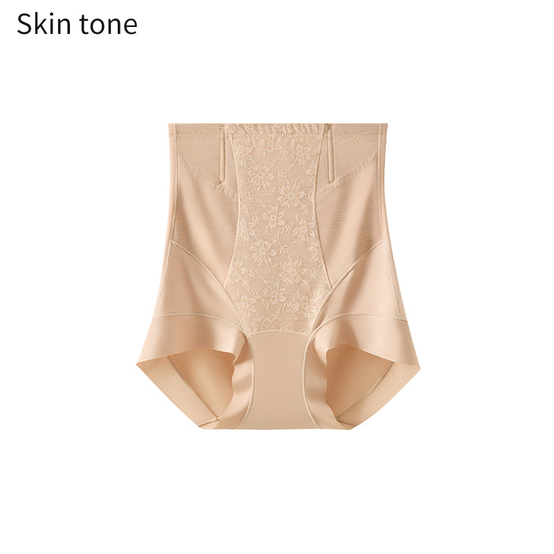 Women's high-waisted strong tummy control anti-roll-up antibacterial briefs with soft fishbone support