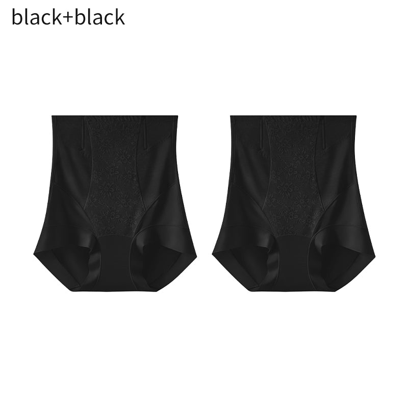 Women's high-waisted strong tummy control anti-roll-up antibacterial briefs with soft fishbone support