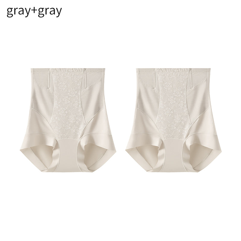Women's high-waisted strong tummy control anti-roll-up antibacterial briefs with soft fishbone support